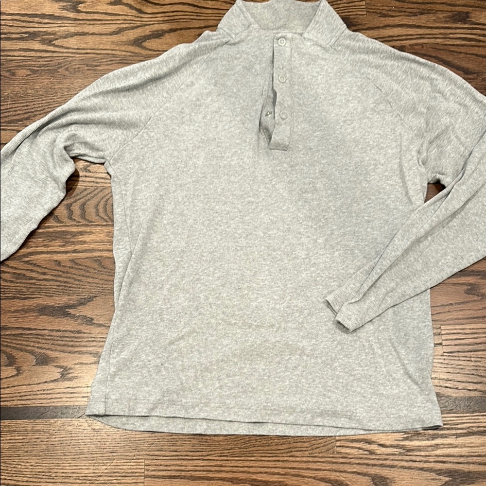 Johnnie-O Gray Waffle Knit Long Sleeve Shirt